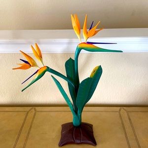 Hand carved balsa wood bird of paradise, 20 inches tall
